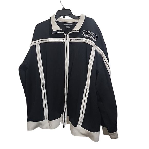 GIRBAUD Mens Full Zip Track Jacket Zipper Sleeve - Black White -2XL - Picture 1 of 13